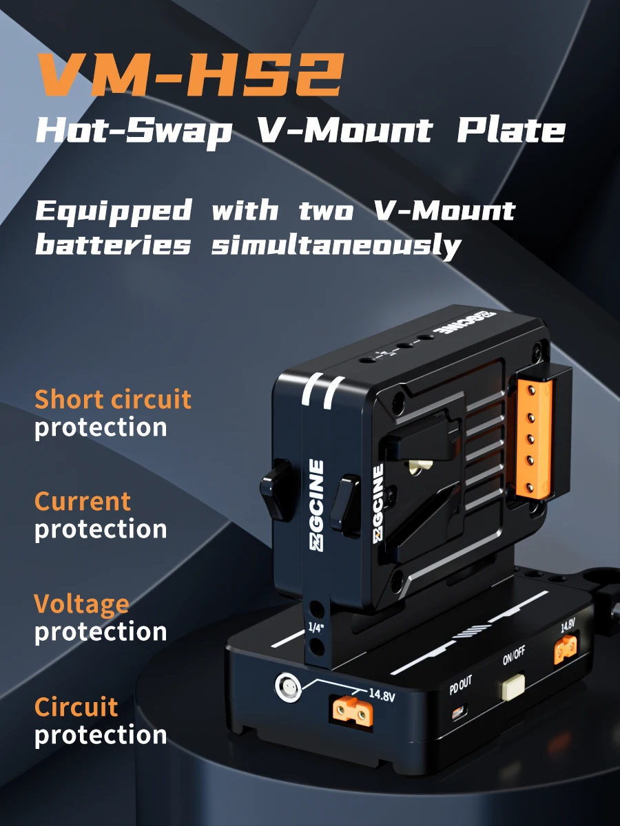 VM-HS2 Hot Swap/Shark Fin Dual Micro V Mount Battery Plate Support a variety of interface output(10Pcs Ports)