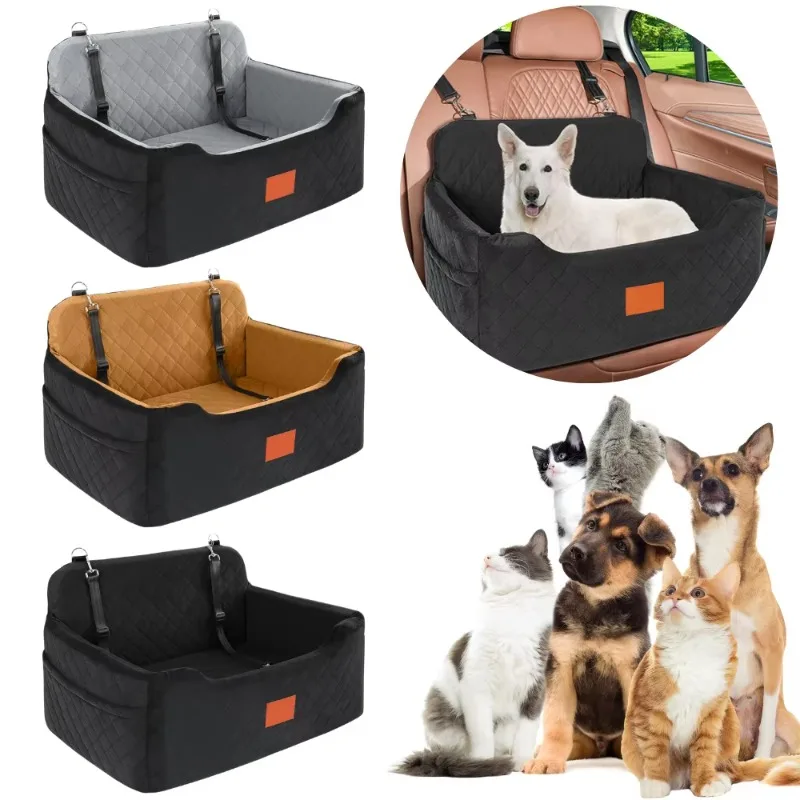 

Portable Washable Pet Car Seat Under 55lbs Thickly Padded Dog Booster Seat