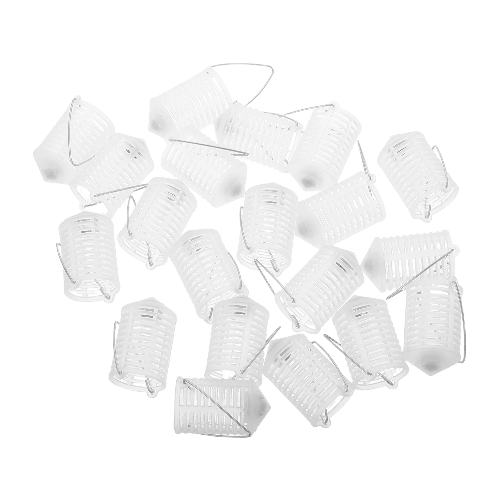 

20PCS Bait Cage Fishing Feeder Basket Durable Plastic Steel Carp Bait Holder Lure Equipment Freshwater Saltwater Accessories