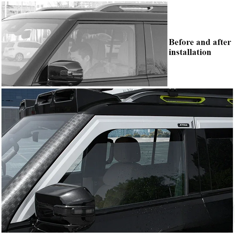 For Jetour Traveler Aluminum Alloy Rain Block Window Rain Eyebrow Darth Vader Full Set of Accessories Modified Shanhai T2