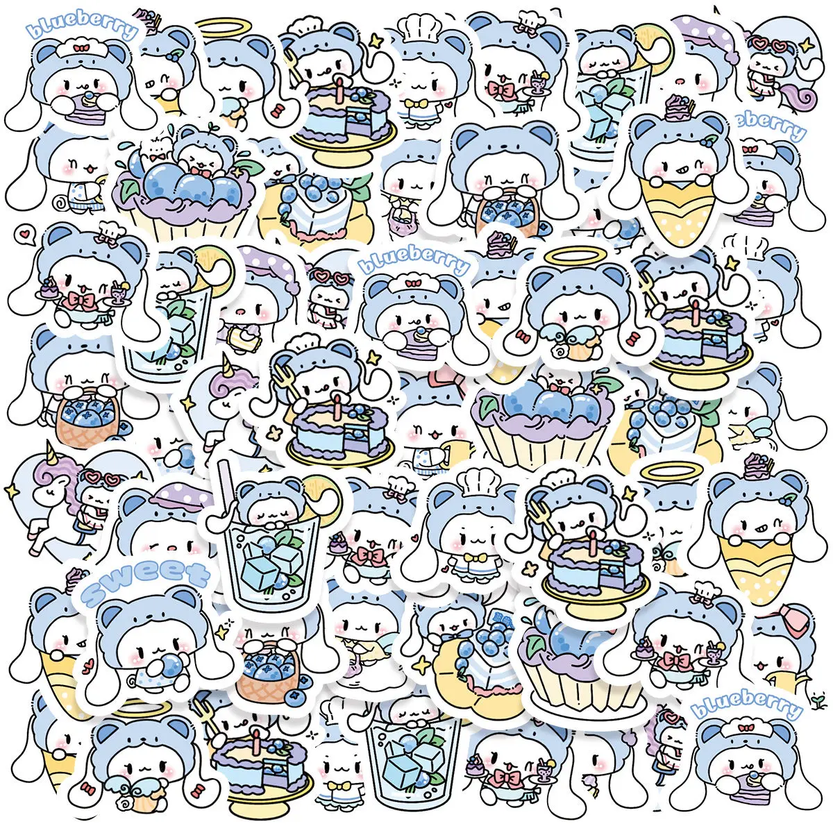 Etori Life 45pcs Korean Cute Cartoon Blueberry Jam Fruit Party Student DIY Laptops,Stationery,Scrapbooks Decoration Stickers