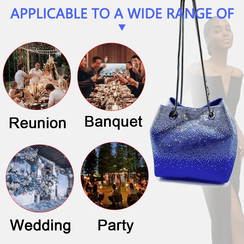 High-grade diamond bucket bag wedding banquet party Christmas gift rhinestone handbag ladies crossbody evening bag