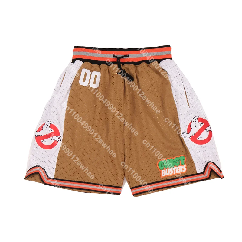 

Basketball shorts Ghost Busters Venkman Varsity Sewing embroidery outdoor sports pants Beach Street High quality Brown