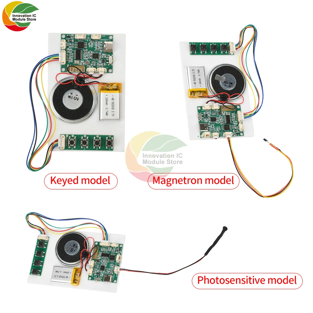 Módulo de gravação bluetooth diy, placa de decodificação de mp3, módulo de movimento de placa de gravação, capacidade de 8m, reprodutor de mp3