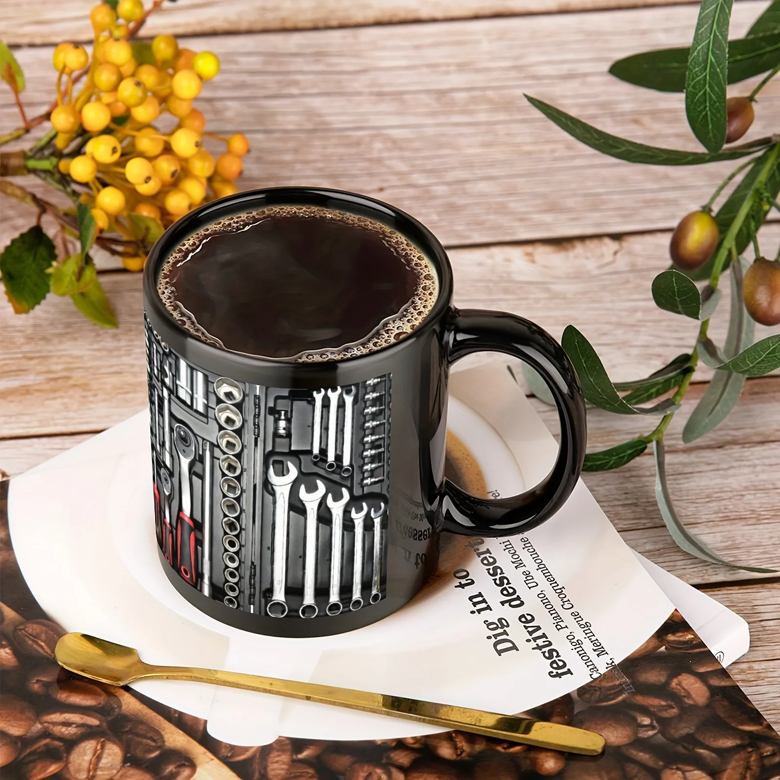 

Men's toolbox series 3D visual black ceramic coffee mug daily household work water cup