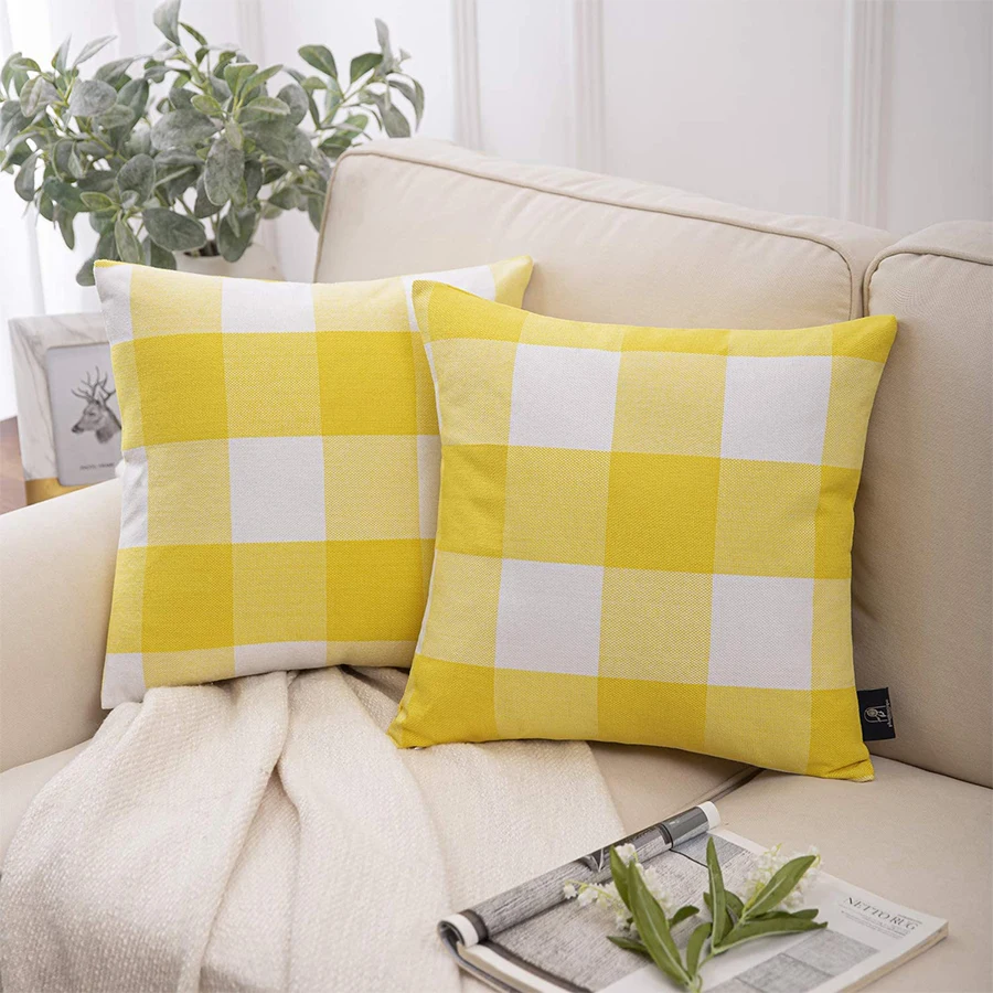 

Bright Color Cushion Covers Plaid Pillowcases 45x45cm Cozy Home Decor Pillows Cover for Sofa Cushions