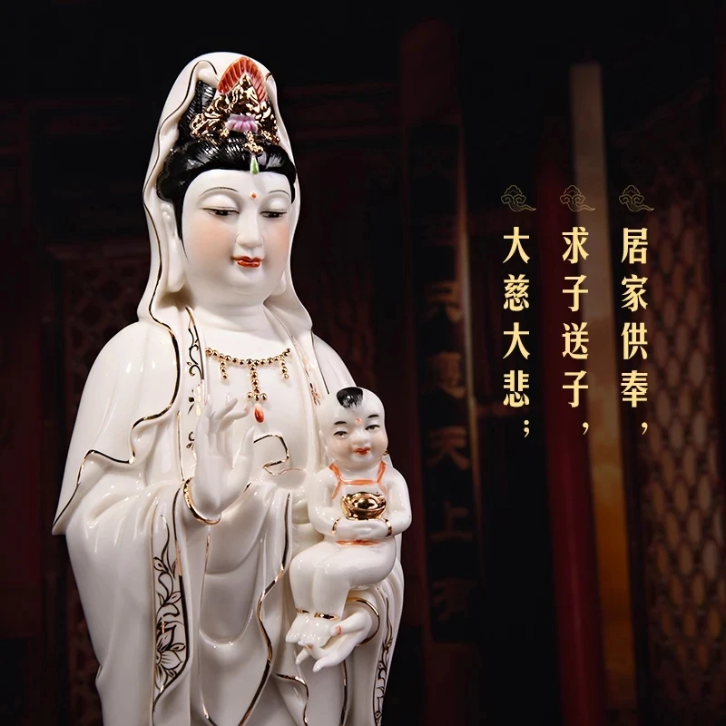 Blanc De Chine Guanyin Bodhisattva Gift Ceramic Guanyin Home Statue Buddha Statue Home Serving Ornaments