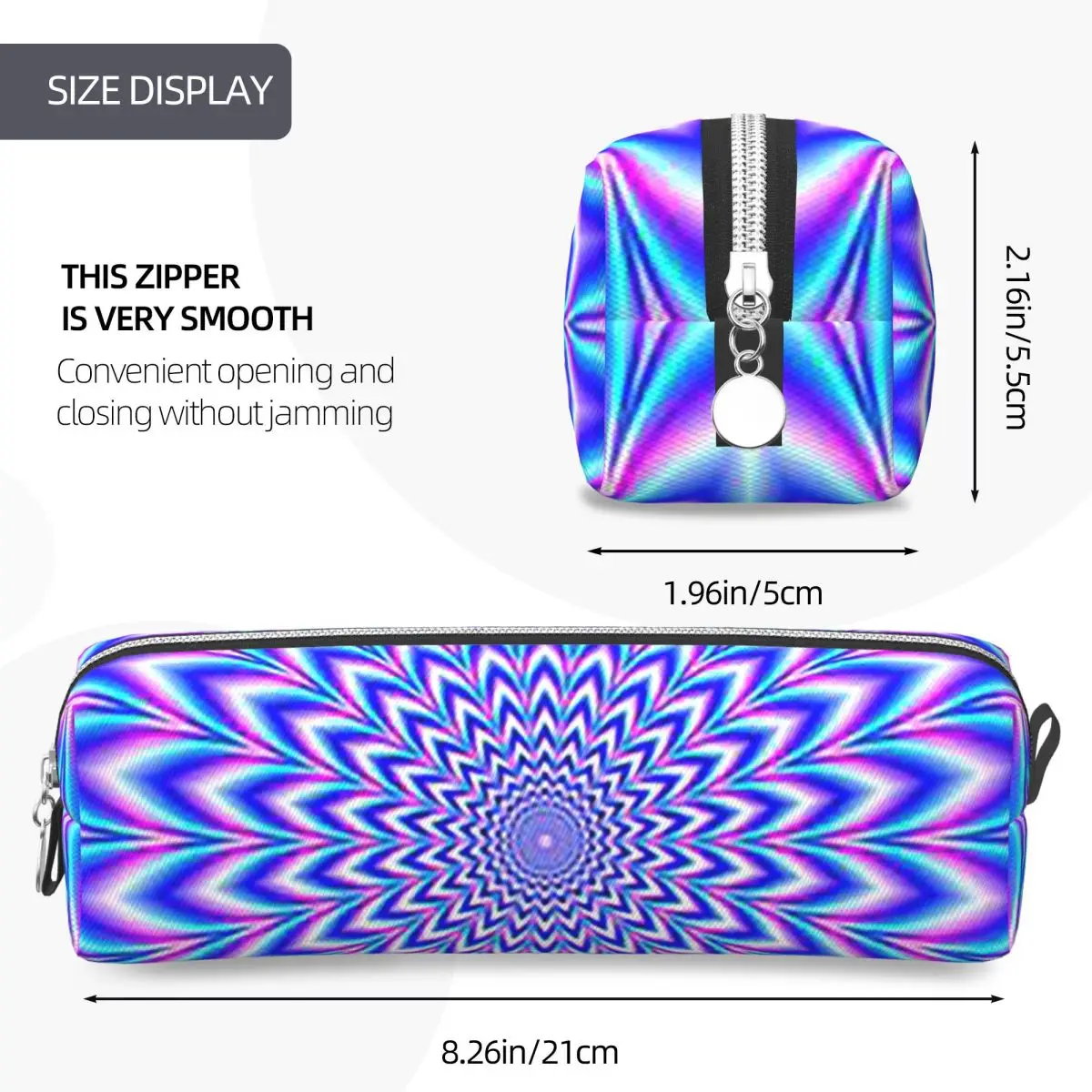 Psychedelic Pulse In Blue And Pink Pencil Cases Student School Pen Box Pencil Bag Big Capacity Pencil Pouch Storage Stationery