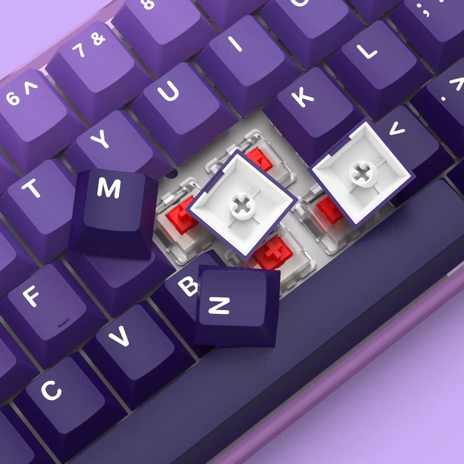 Imagem -03 - Gradiente Roxo Duplo Tiro Keycap Cherry Perfil Pbt Keycaps 60 75 100 Interruptor mx Teclado Gaming Mecânica 132 Chaves