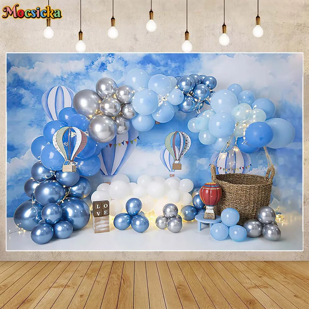 Mocsicka Balloon Cake Smash Photography Backgrounds Boy Girl 1st Birthday Party Decor Baby Backdrop Photo Studio Photocall Props