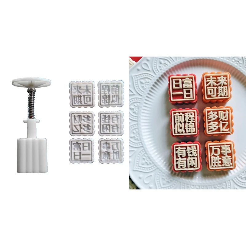 Personagens Padrão Pattern Moon Cake Molds Biscoito Carimbo Chinês Midautumn Moon Cake Tool Tool Decorating para Cookie Kxre