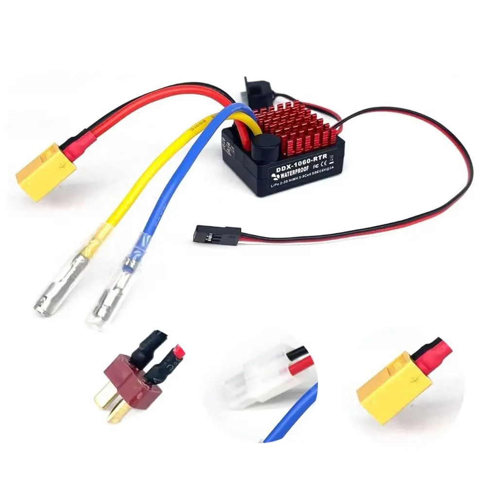 

1060 RTR 60A ESC Электронный регулятор скорости Водонепроницаемый BEC 6 В 3A Матовый двигатель 2-3S LiPo для 1/10 осевого SCX10 TRX4 TRX6 D90 HPI