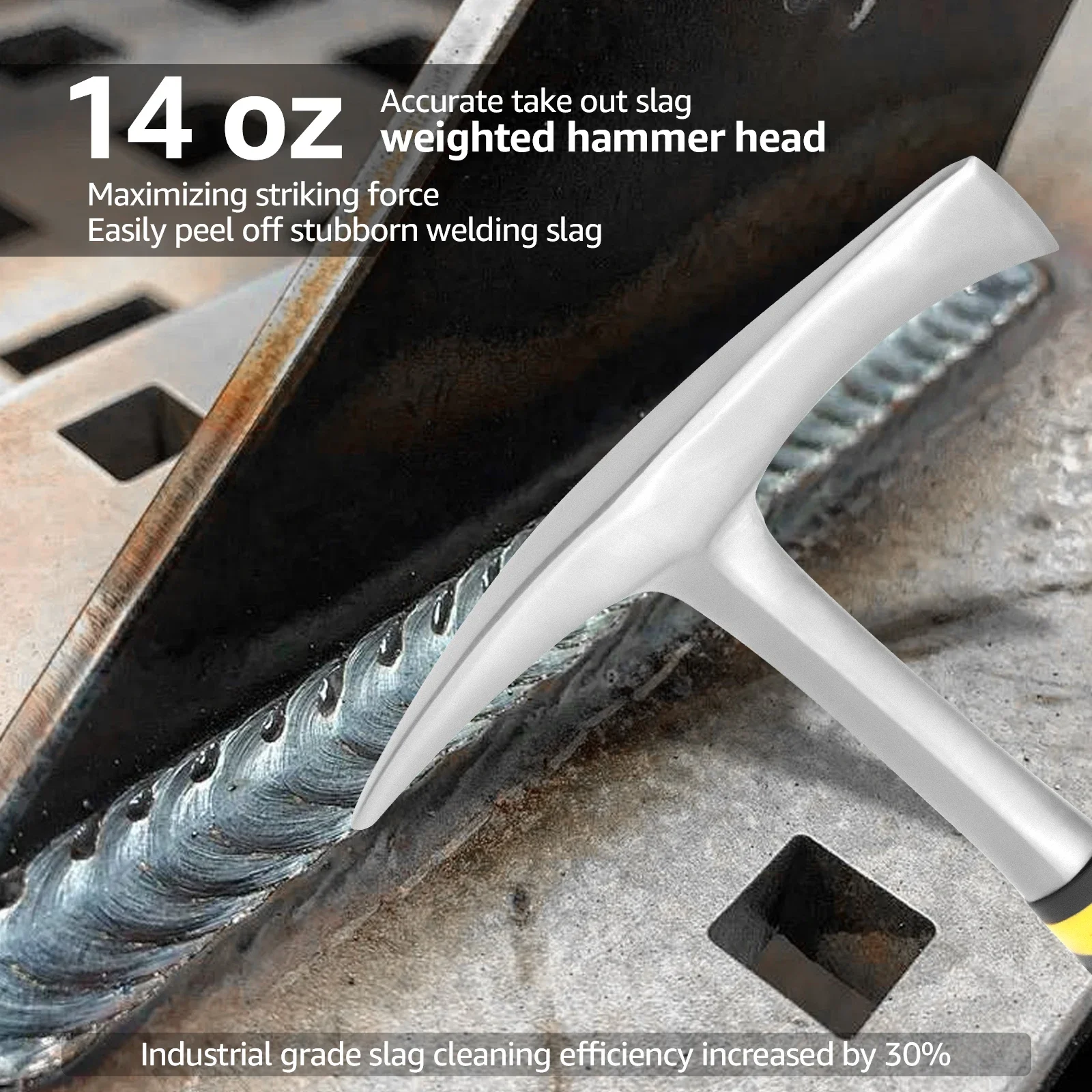 14oz Head Weight Chipping Hammer High Carbon Steel Welding Chipping Hammer with Non Slip Ergonomic Handle for Burr Grinding