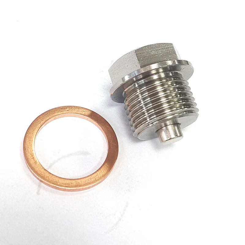 M14 x 1.5 M12 M16 M18 M20 Magnetic stainless steel Oil Drain Plug Sump Drain Nut Bolt with Copper Gasket Crush Washer