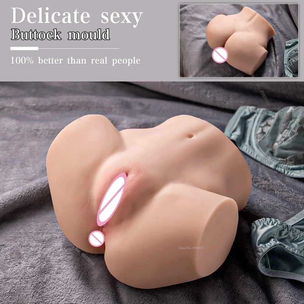 Real Ass Masturbator Man Anal Sex Toy for Men Adult Products Double Channels Half Body Full Size Silicone Vagina Uterus Sextoys