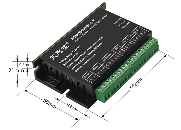 12/24/36/48/60V480W DC Brushless Motor Driver Current/speed/position PID Control