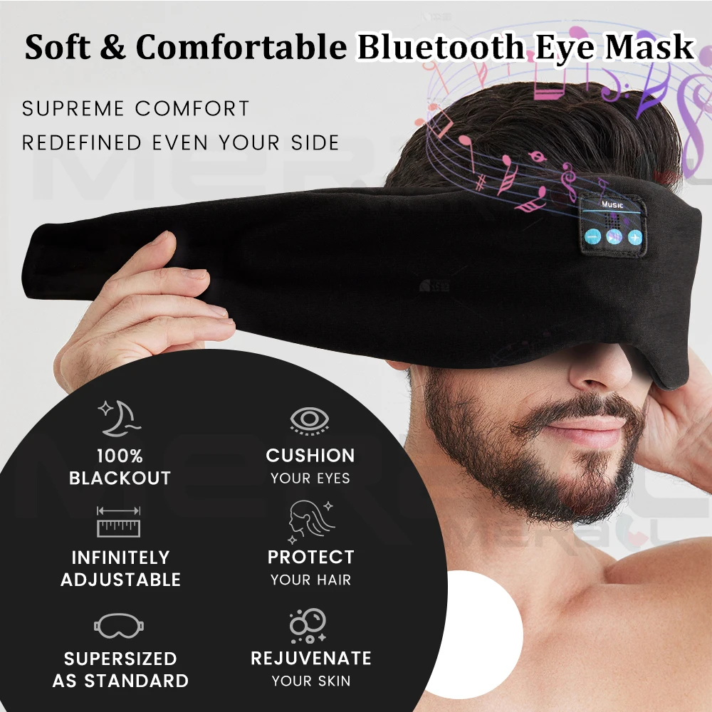 Auriculares Máscara Bluetooth para dormir Viajes Máscara para dormir portátil Reproducir música Auriculares para dormir Máscara de ojos musical ajustable para dormir