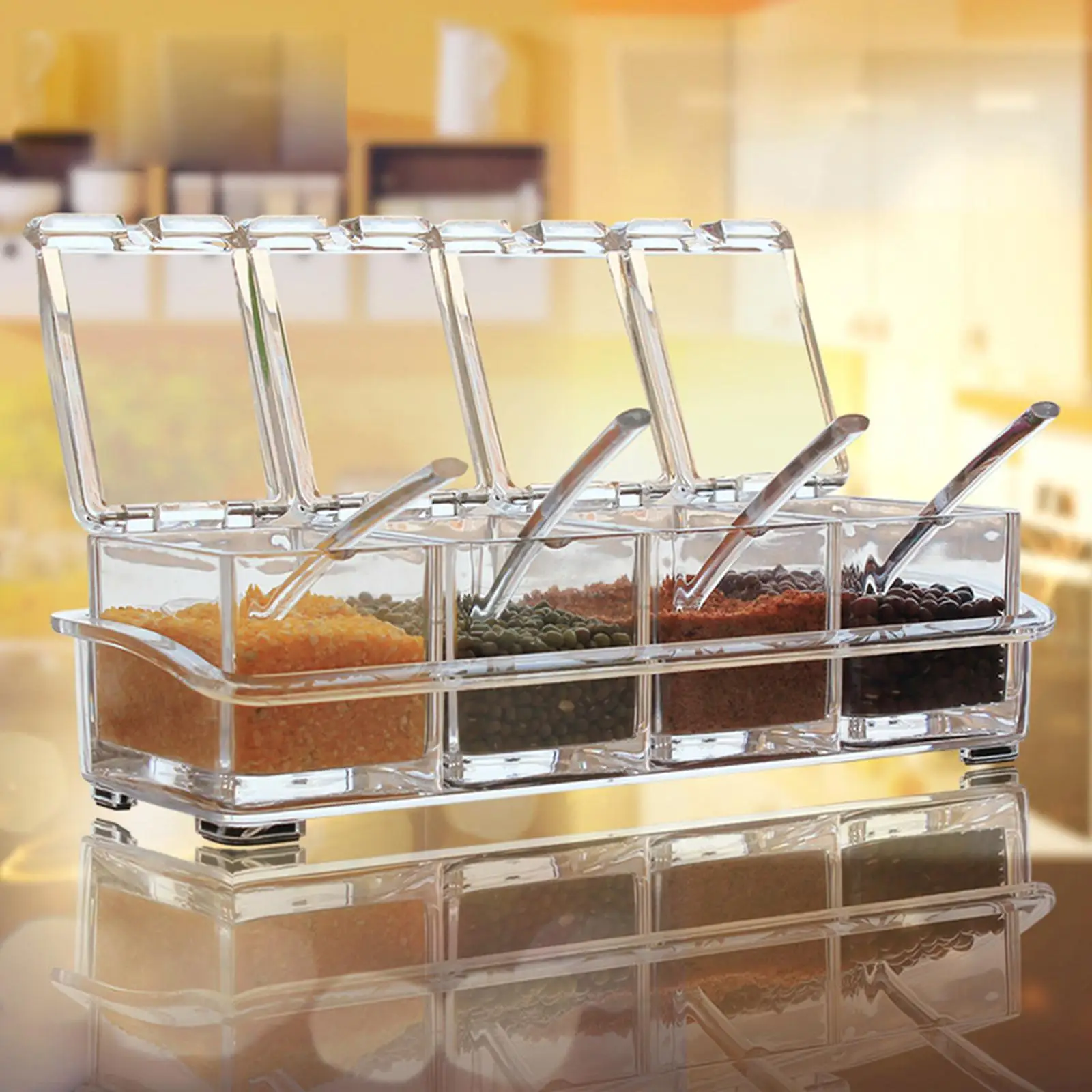 Clear Seasoning Box Multifunction for Picnic Home Dining Table