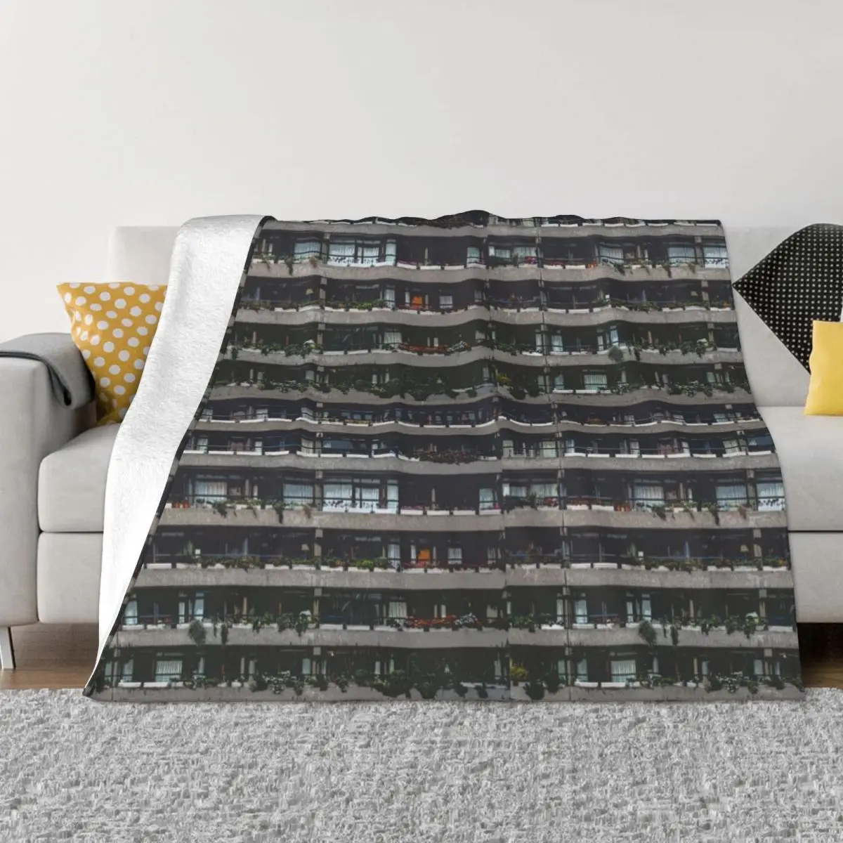 Barbican Estate Close-up, London Brutalism (i) Throw Blanket fluffy Sleeping Bag Blankets