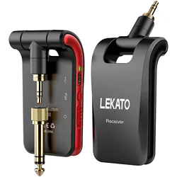 LEKATO WS-60 Wireless Guitar System 2.4GHz Wireless Guitar Transmitter Receiver Stereo 2 in 1 Plugs 6 Channels Guitar Wireless
