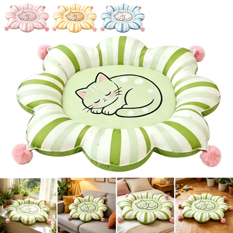

1pc Summer Pet Cooling Bed Mat Dual-side Use Scratch-Proof Cartoon Pet Cushion Thick Support Pad for Indoor Pet Sleeping Playing