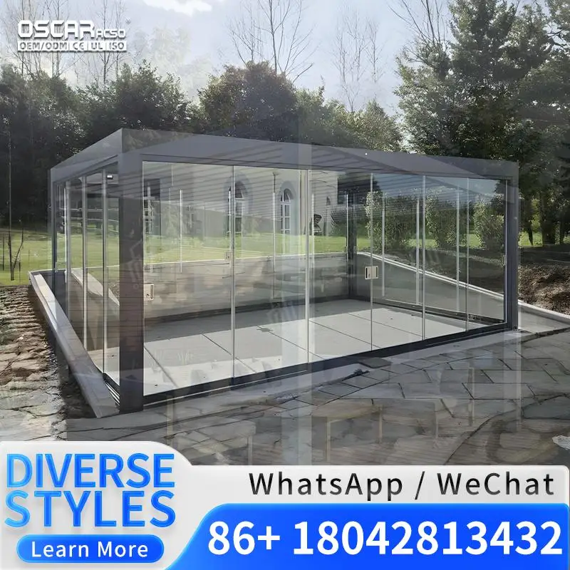 10x10 12x10 14x14 14x16 Ft Modern Outdoor Aluminum Louvered Waterproof Automatic Motorized  for Garden Patio Pergola