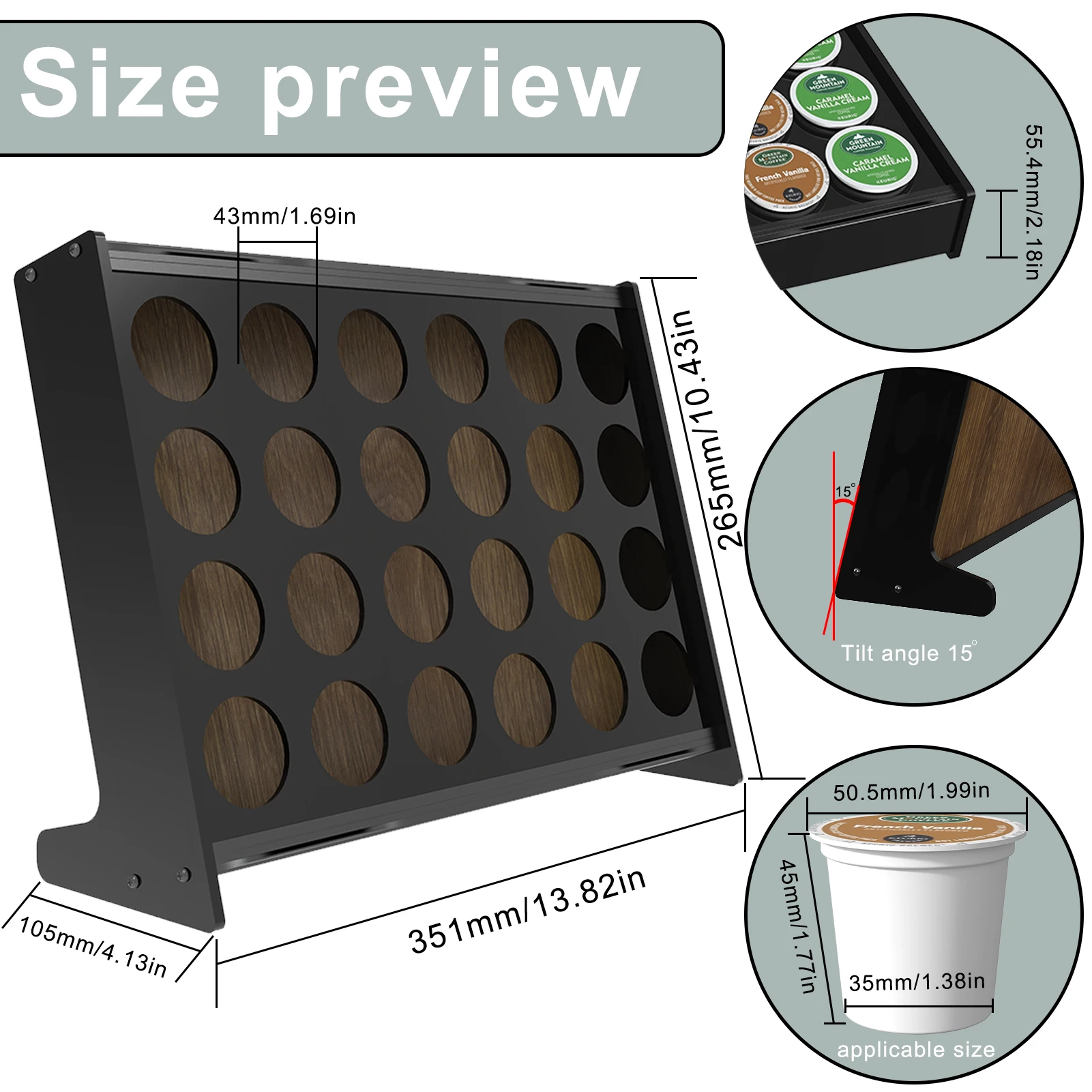 Evemodel Kaffee pad Lager regal Organizer Ständer für K-Cup Pods (24 Pod Kapazität) sn05