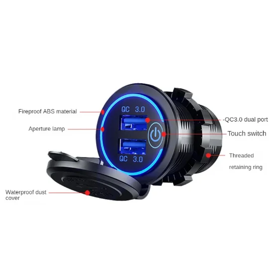 QC 3.0 USB Rapid Car Charger Socket 12V-24V Waterproof with Switch Car Rapid Charging Adapter Power Socket