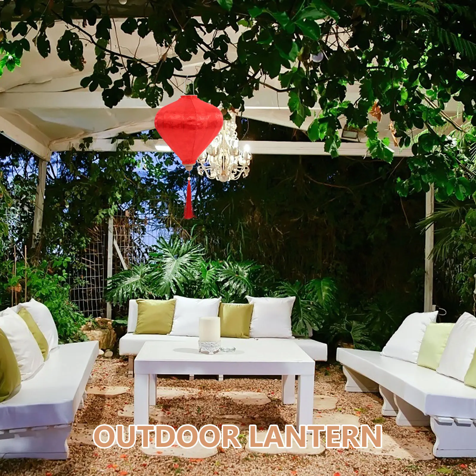 

1pcs Water Drop Lanterns Premium Fabric Hanging Lantern For Wedding Party Garden Outdoor Decoration Asian Style Festival