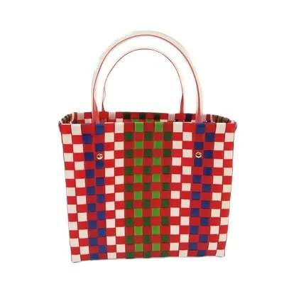 Woven bag basket bag woven contrast hand bag beach bag gift bag