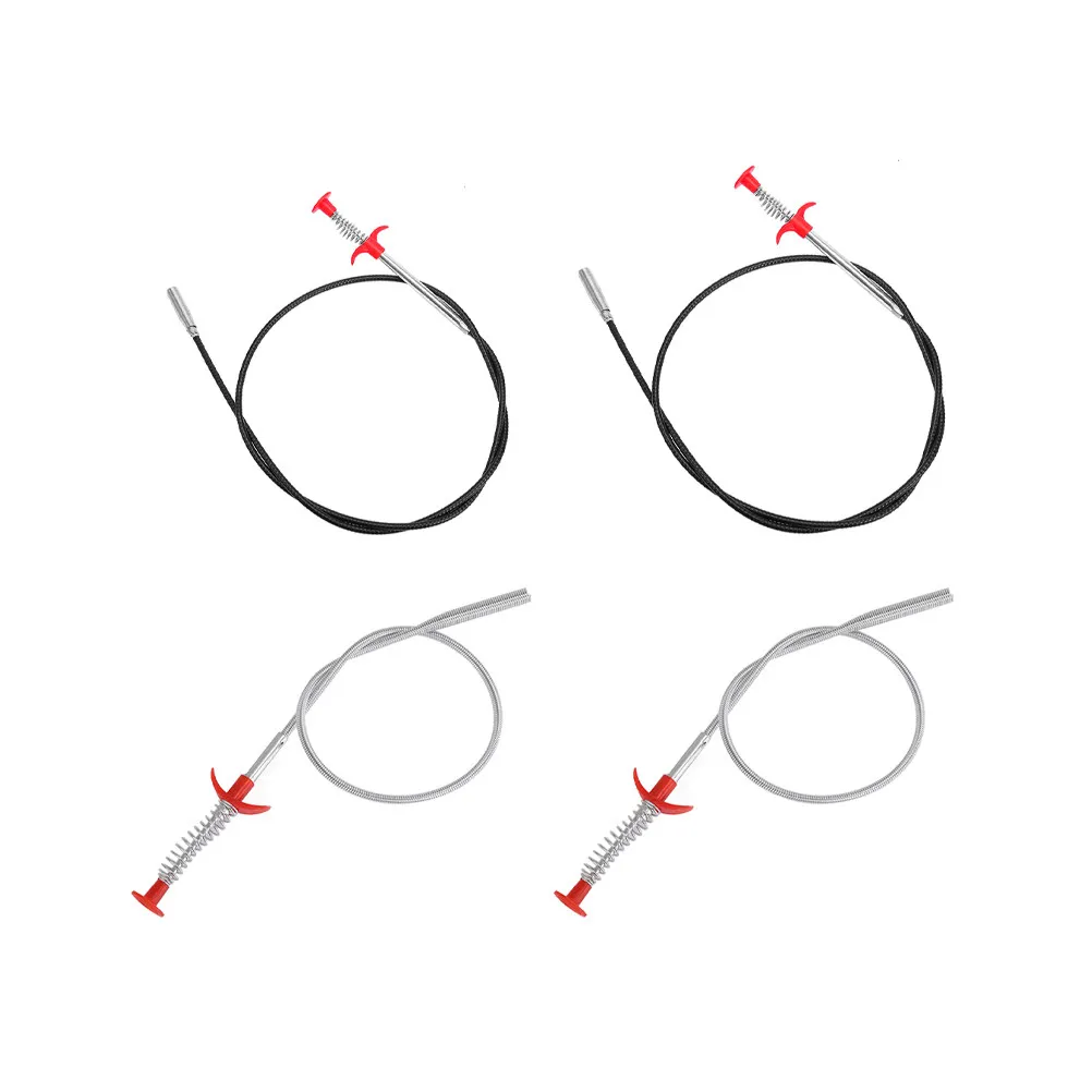 4Pcs Pipe Retriever Drain Dredging Tool Flexible Spring Four Claw Drain Cleaner Suitable Sink Kitchen Bathroom