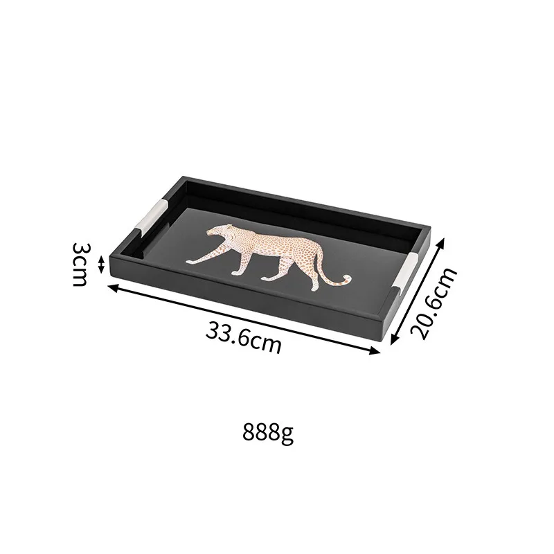 Luxury Leopard Print Tray, Acrylic Animal Pattern Decor Tray for Vanity & Coffee Table, Modern Home Fragrance Desktop Display