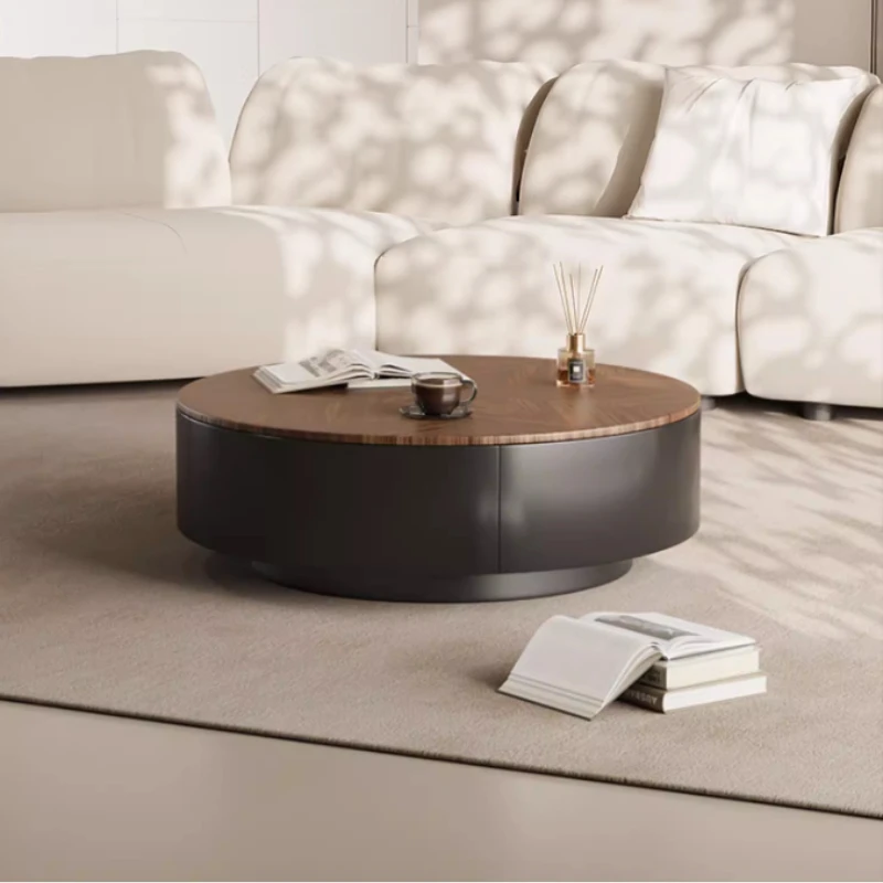 xx-Round Wood Coffee Table Simple Vintage Magazine Storage Coffee Table Modern Living Room Articulos Para El Hogar Furnitures*