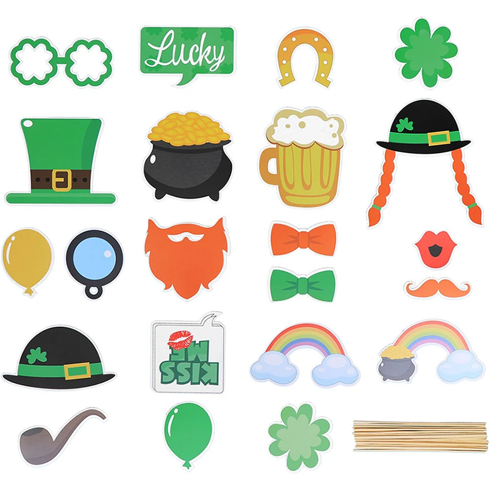 

Hand Held Photo Props Paper Wood Materials Festival Decor Accessories Patrick's Day Party Supplies Booth Ornament Photography