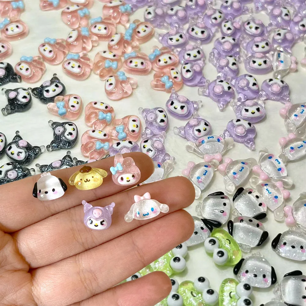 50Pcs New Kuromi Cartoon Nail Accessorie Cute 3D My Melody Resin Mini Animal Sanrio Series DIY Nail Charm for Girl Festival Gift