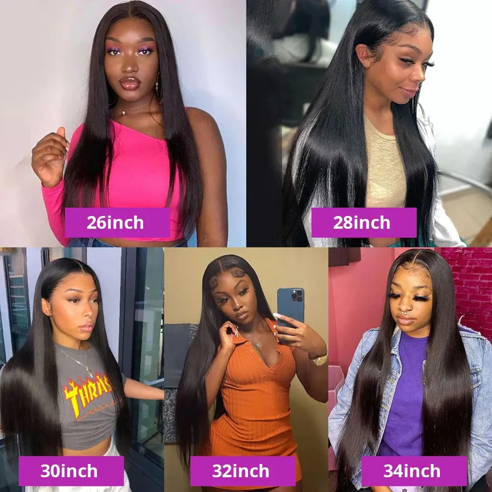 16-42 Inches 5x5 Lace Closure Wigs Bone Straight Wig 13x4 13x6 Transparent Lace Frontal WigBrazilian Human Hair Wear And Go Ready To Wear PrePlucked Natural Hairline