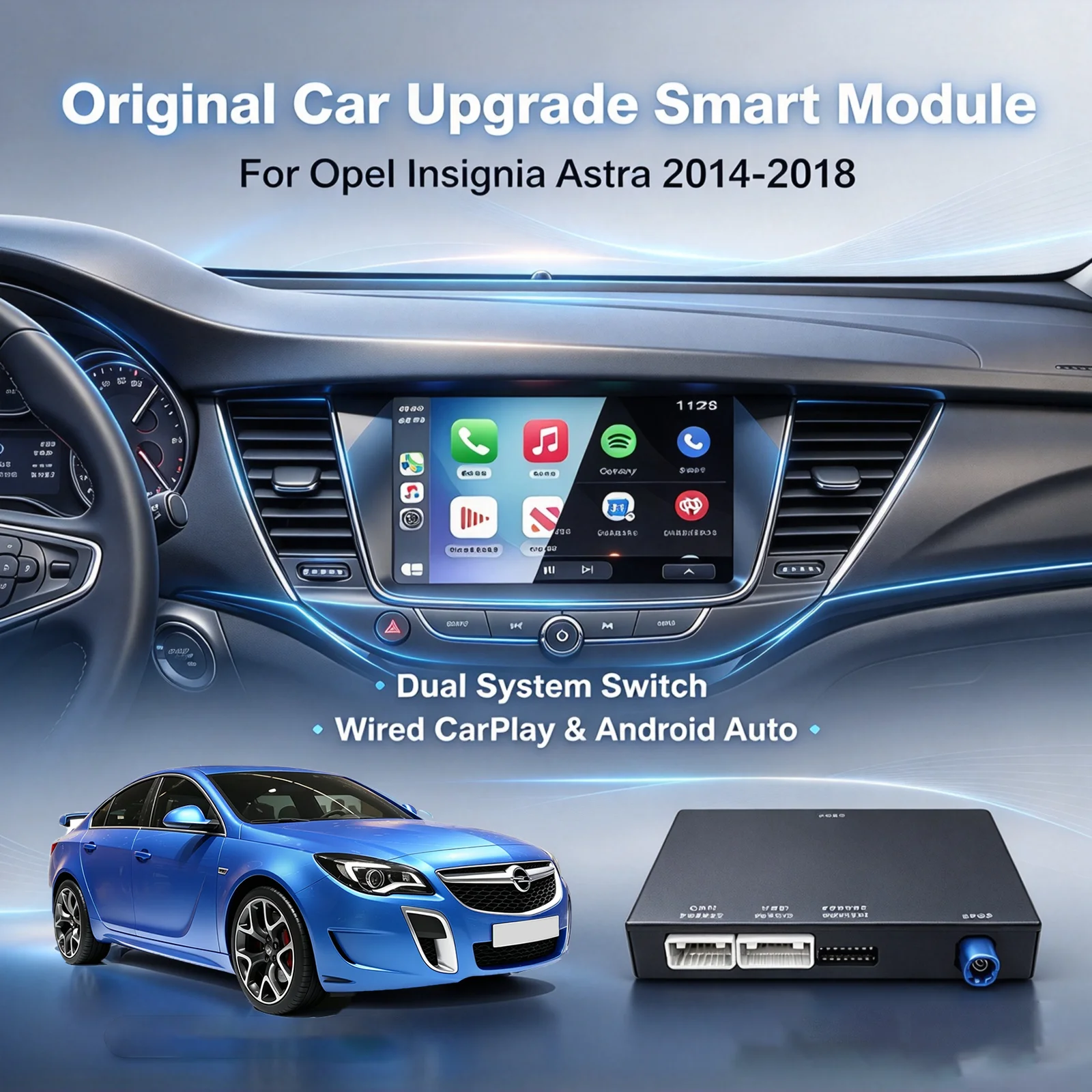 EzoneTronics For Opel Insignia Astra 2014-2018 8 inch screen CarPlay Interface Wireless CarPlay Android Auto decoder box