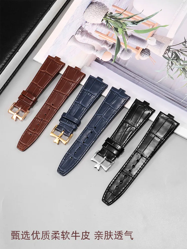 For Vacheron Constantin Vertical and Horizontal Quick Dismantling 4500V 5500V 7900 VC Real Cowhide Strap Convex Mouth 7mm