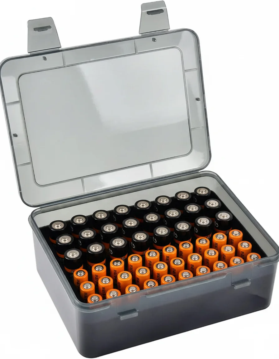 Battery Storage Organizer Holder Holds 54 AA AAA Batteries, Battery Box Case Garage Container,Home Drawer Organization Dispenser