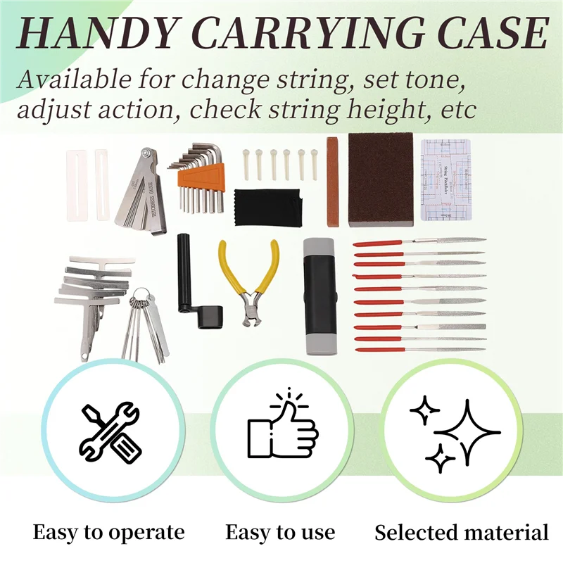 

RTENTE-45Pcs Guitar Repairing Maintenance Tool Kit With Carry Bag Large Care Set Of Tools For Acoustic Guitar Electric Guitar