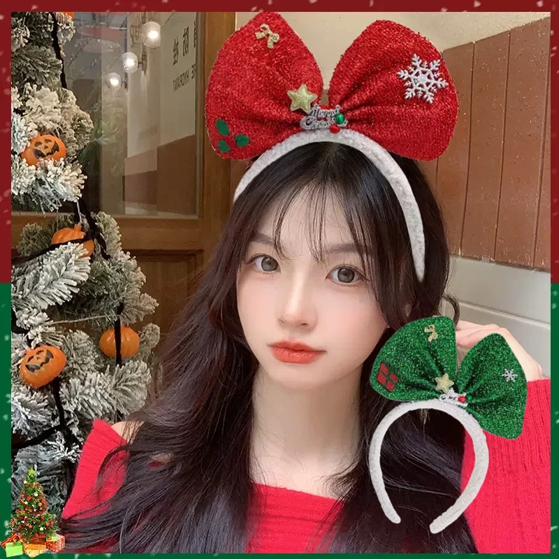 Christmas Cute Plush Headband Fashionable Christmas Style Hair Accessories Personalized Christmas Bow Antler Headband Headband