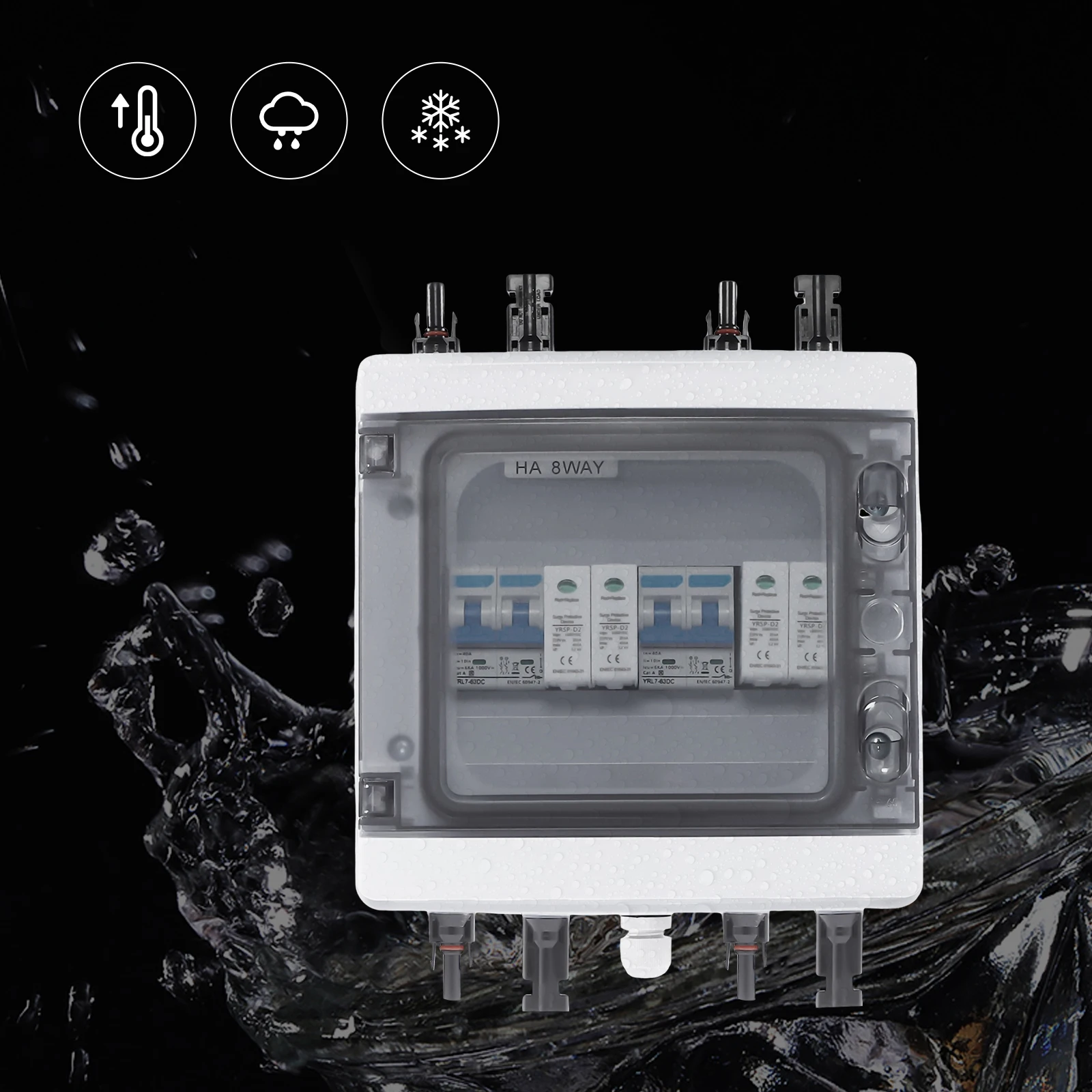 Solar Combiner Box 40A PV Combiner Box DC Combiner Box Multiple Protection Durable Safe for Solar Systems RV Off Grid