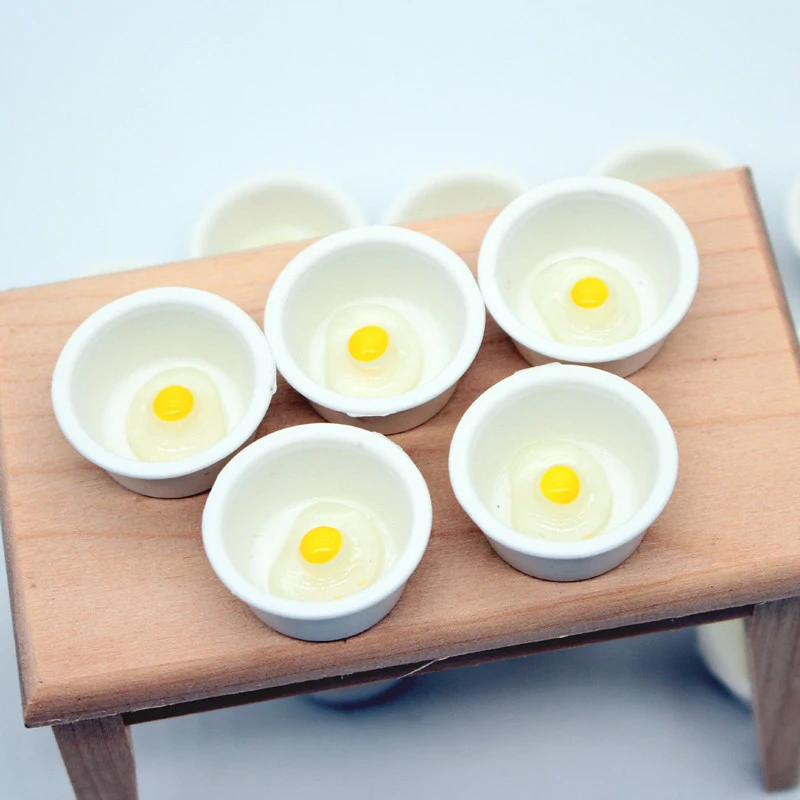 5Pcs 1/12 Dollhouse Miniature Simulation Eggs Bowl Model Kitchen Baking Tools Accessories For Dolls House Decoration Kid Toys