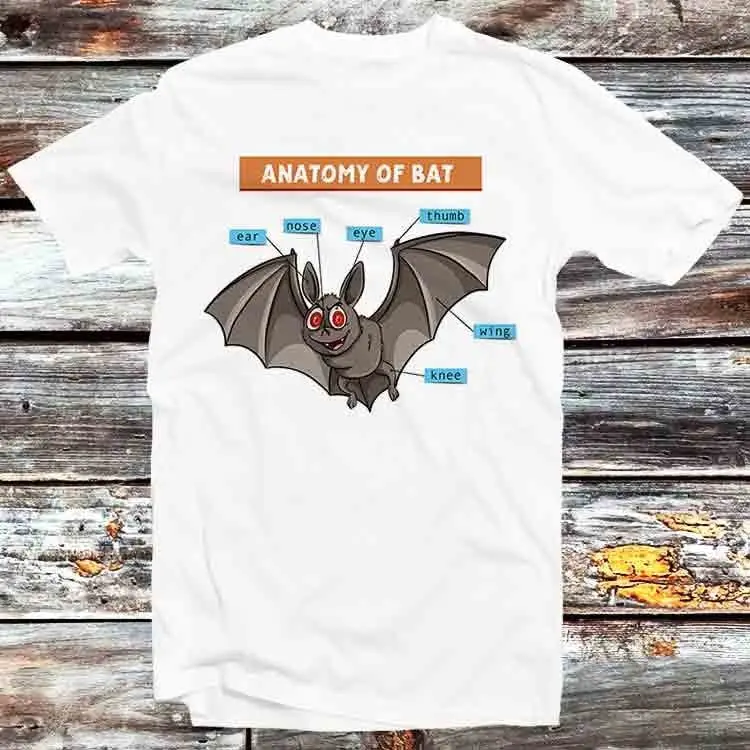 Anatomy of A Bat T Shirt Vintage Retro Cool Cartoon Anime Top B718