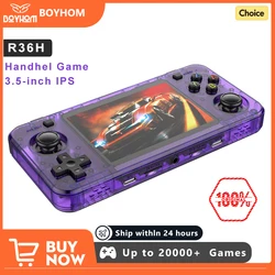 NEW BOYHOM R36H Retro Video Game Console 3.5‘’ IPS Screen RK3326 3000 mAh Open Linux System Portable Player Built-in 15000 Games
