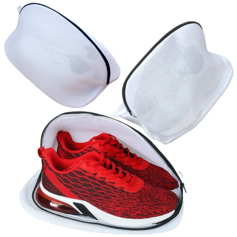 Saco de lavagem de sapato malha sacos de lavanderia com fecho de correr saco de armazenamento de sapato protetor para tênis tênis tênis de corrida organizador de roupas