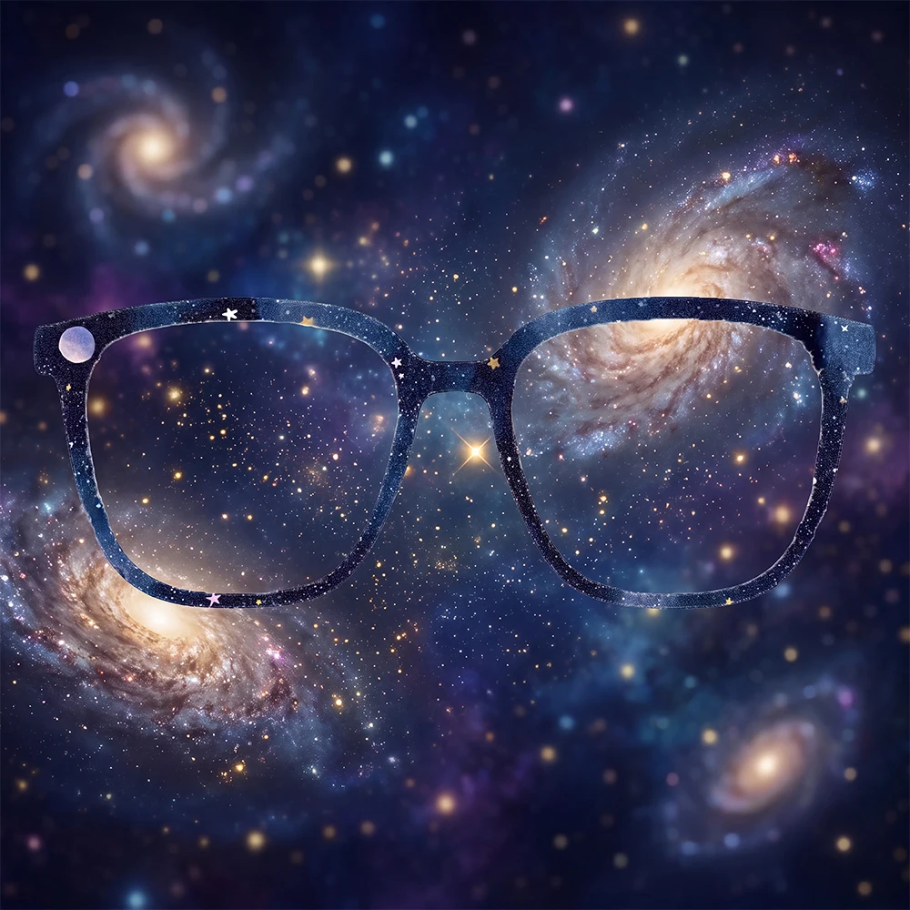 Night Sky Star Print Square Eyeglass Frames Women Galaxy Starry Pattern Party Decor Prescription Optical Fashion Eyewear Gifts