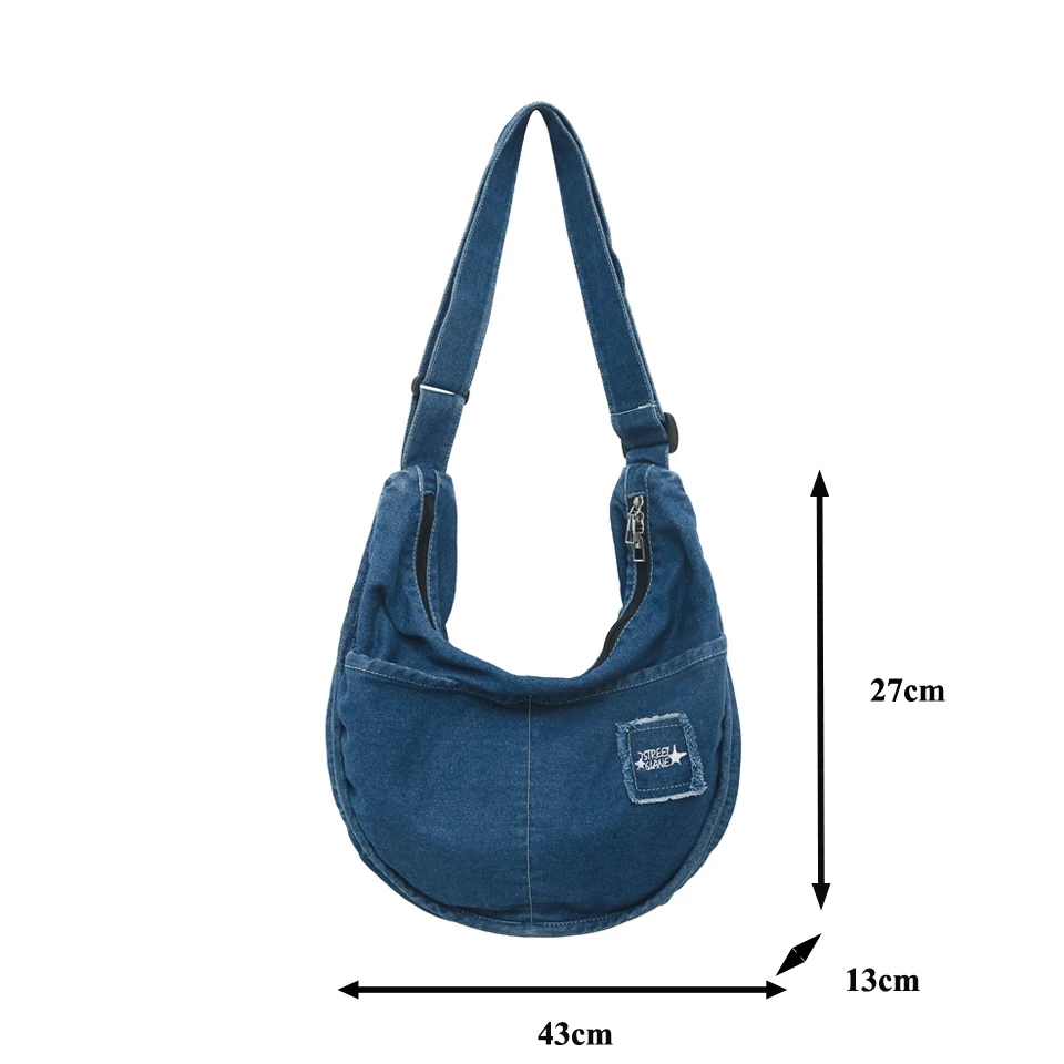 Big Denim Women's Bag 2023 New Jeans Shoulder Cross Bag Travel Messenger Bag Y2K Eco Bag Korean Shopping Canvas Saddle Satchel