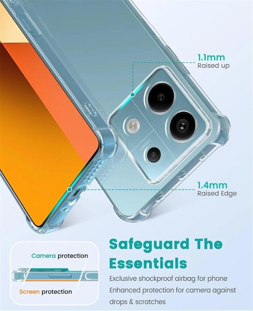 Luxuriöse, klare, stoßfeste Hülle für Xiaomi Redmi Note 13 12 11 Pro Plus, Handyhülle auf Redmi Note 10 9 PRO MAX 10S 9S Rückseite – Detail 5
