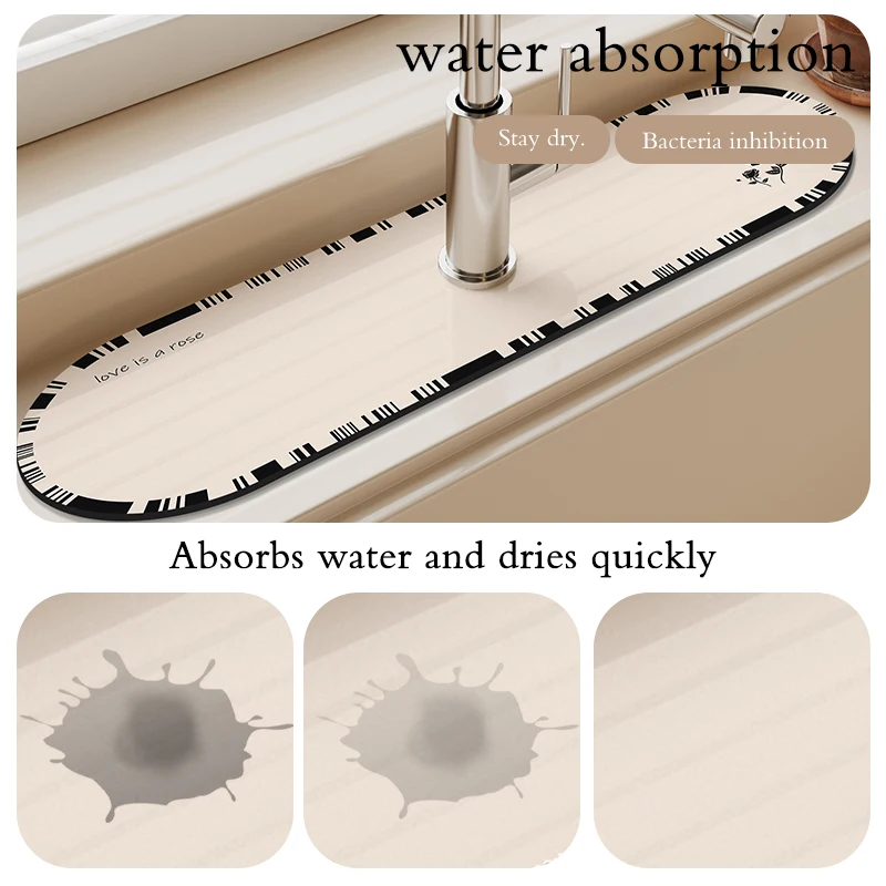 Classic Diatom Mud Sink Faucet Drain Pad Table Mat Toilet Absorbent Pad Non-slip Anti-mildew Mats For Kitchen Countertop Dining